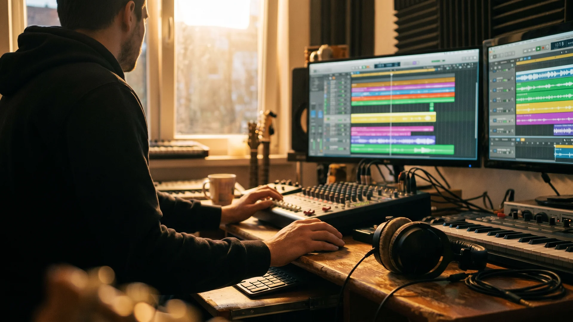 Producer reviewing a session at the mastering desk