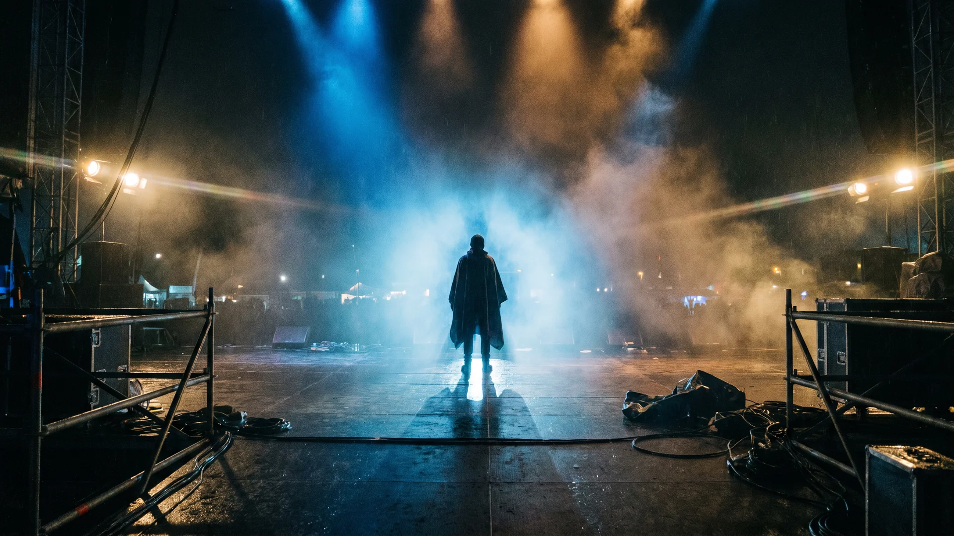 Music video set — director monitoring playback at video village